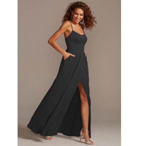 David's Bridal Dresses & Skirts - Crepe-Back Satin Spaghetti Strap Bridesmaid Dress